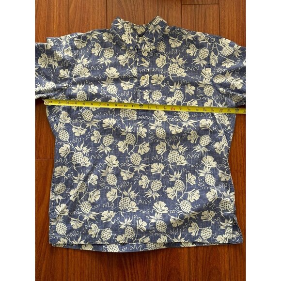 Reyn Spooner Hawaiian Shirt Large Blue Floral Pineapple Short Sleeve Classic Fit - Picture 9 of 12